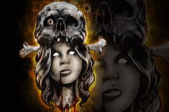 do create detailed dark art illustration design