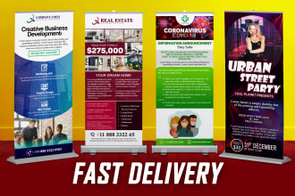 design roll up banner, retractable banner, pull up, flag or roller banner
