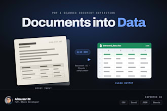 extract data from pdfs and scanned documents into excel or csv