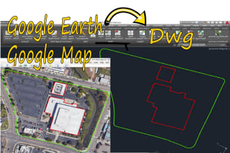 draw autocad survey plans, site plans  using from google map