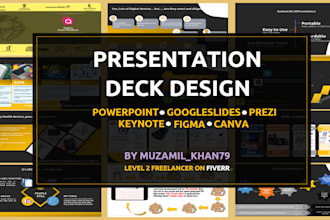 make investor ready pitch deck, powerpoint, figma, google slides presentation