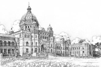 draw architecture and city landscape for commercial using