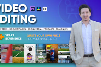 be your video editor, youtube video editing,  podcasts, tiktok, reels expert