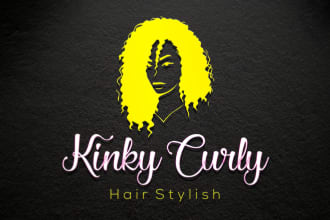 do unique curly and afro, beauty hair salon logo