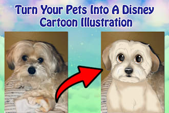 draw your pet in cute disney cartoon style