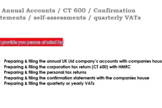 do the UK ltd company year end accounts and ct600 corporation tax and sa100