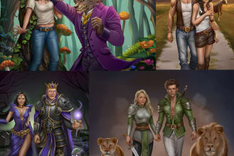 make fantasy book illustration, character design for you