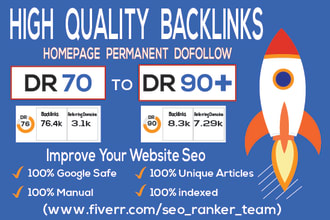 high quality DR 70 to 90 manual seo dofollow authority backlinks