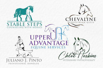 create a unique horse equine equestrian farm animal dog logo