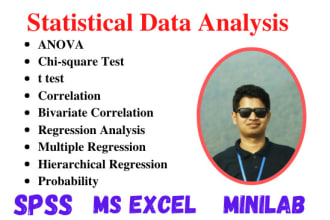 do anova, correlation, regression, chi square, t test using spss excel