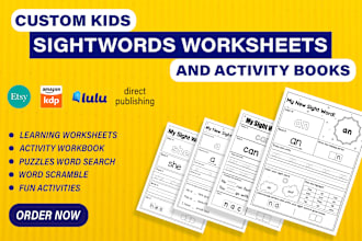 design sight words learning activity worksheets for kids