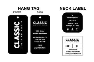 design hang tag or main tag and neck label design for clothing brand