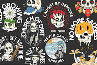 make great skull or grim reaper illustration in my style