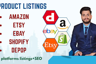 do product listing, amazon, ebay, shopify, poshmark, etsy, mercari, lister