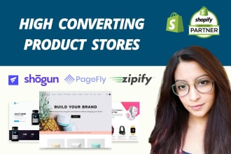 design shopify store or landing page with shogun,gempage