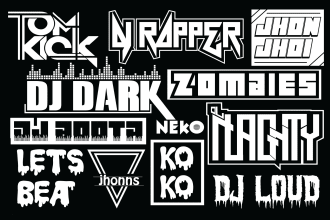 design custom dj, band, music, text, flyer and business logo