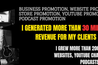 promote and advertise your business, website to my podcast, social networks