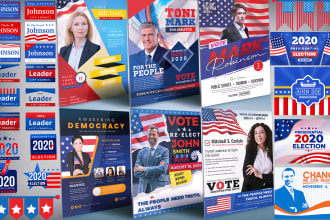design political flyer, poster, postcard, logo and banner for election campaign