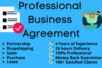 write a business purchase,sales,partnership,lease agreement