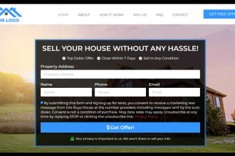 design home buying website for real estate investor or lead generation website