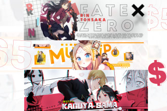 design unique anime facebook,twitch,twitter,youtube banner