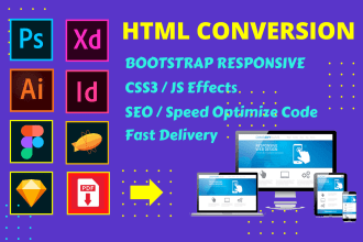 convert figma, to html, psd to html, css responsive bootstrap5
