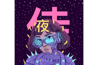 create a cyberpunk illustration style or fan arts