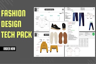 design tech pack and fashion sketch for manufacturing