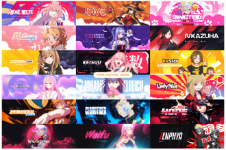 design anime or vtuber banner youtube, twitch, twitter, etc