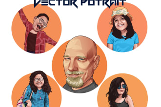 draw big head vector cartoon potrait from your photo in 24h