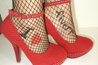 write anything on my feet in fishnets and heels