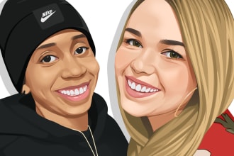 draw you into couple, family vector portrait
