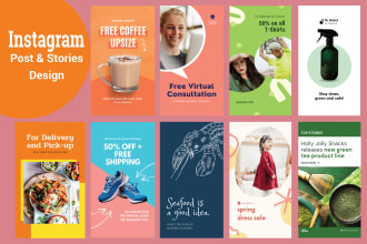 design modern instagram post and stories templates