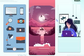 create flat vector illustration for web, apps and others
