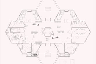 redraw 2d architectural floor plan, blueprint autocad