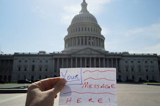 write your message in front of the US Capitol