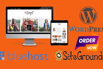 customize and design your wordpress website  on bluehost and siteground