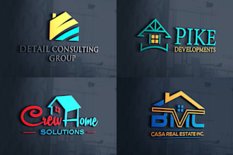 do modern luxury real estate property construction logo design