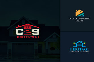 do modern luxury real estate property construction logo design