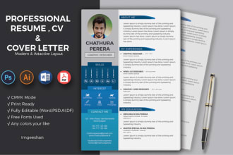 design professional resume or cv design and cover letter template