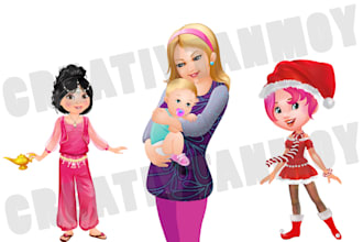 illustrate all type of cute character illustration