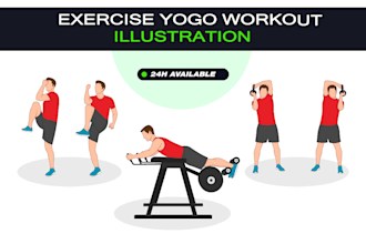draw exercise and yoga, workout any pose illustration