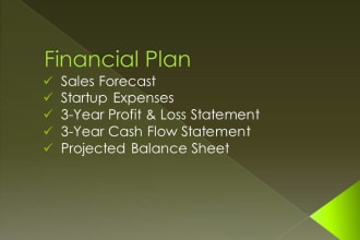 create your financial projections for startup funding or loan application