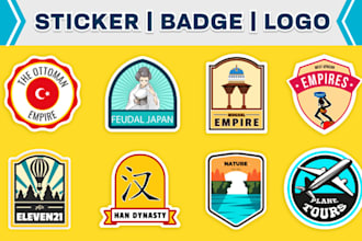 design custom stickers, badge logo, label in 10h