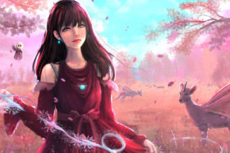 draw concept art or semi realistic anime drawing for you