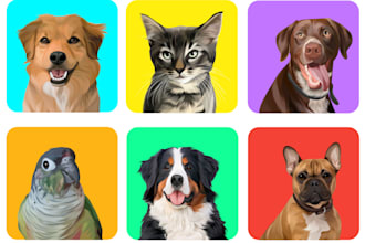 draw illustration dog,cat,or any pet into cartoon vector