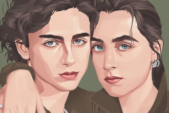 draw romantic couple portrait illustration from your photo