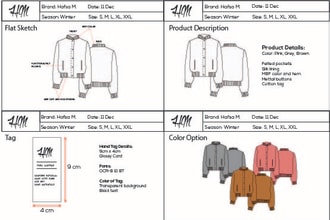 do fashion tech pack, spec sheet, and size chart