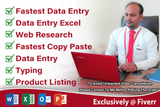 do fastest excel data entry, copy paste, PDF to excel, web research