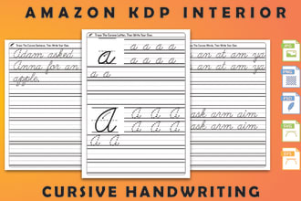 create custom cursive handwriting tracing workbook for KDP